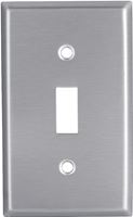 Eaton 93071-BOX1 Wallplate, 4-1/2 in L, 2-3/4 in W, 1-Gang, Stainless Steel, Clear, Satin 