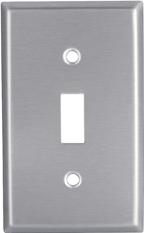 Eaton 93071-BOX1 Wallplate, 4-1/2 in L, 2-3/4 in W, 1-Gang, Stainless Steel, Clear, Satin