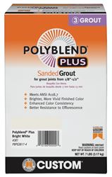 CUSTOM Polyblend Plus PBPG3817-4 Sanded Grout, Solid Powder, Characteristic, Bright White, 7 lb Box