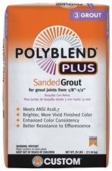 CUSTOM Polyblend Plus PBPG0925 Sanded Grout, Powder, Characteristic, Natural Gray, 25 lb Bag