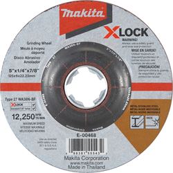 Makita X-LOCK E-00468 Grinding Wheel, 5 in Dia, 1/4 in Thick, 7/8 in Arbor, 36 Grit, Coarse