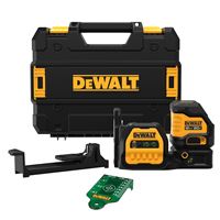 DeWALT DCLE34020GB Cross Line Laser Level, 165 ft, 1/8 in at 30 ft Accuracy, 3-Beam, Green Laser