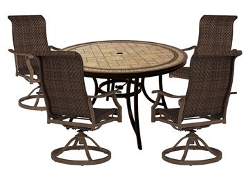 Seasonal Trends 101001 Orchard Grove Dining Set, 5-Piece, 4 Seating, Round Table, Mosaic Tile Tabletop, Brown Seat
