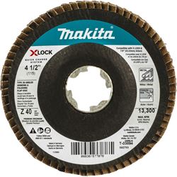 Makita X-LOCK T-03894 Grinding and Polishing Flap Disc, 4-1/2 in Dia, 7/8 in Arbor, 40 Grit, Coarse 