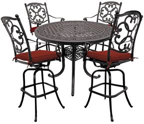 Seasonal Trends 161003 Athena Dining Set, 5-Piece, 4 Seating, Round Table, Cast Aluminum Tabletop, Dining Seat