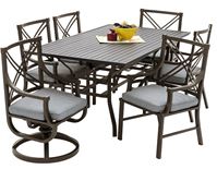 Seasonal Trends 161008 Audubon Dining Set, 7-Piece, 6 Seating, Rectangle Table, Aluminum Tabletop, Gray Table