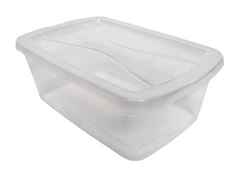 Rubbermaid RMCC060005 Stackable Storage Tote, Plastic, Clear, 13-3/8 in L, 8-3/8 in W, 4-3/4 in H 