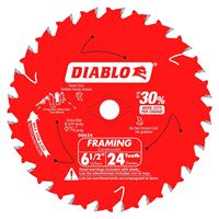 Diablo D0624X3 Framing Saw Blade, 6-1/2 in Dia, 5/8 in Arbor, 24-Teeth, Carbide Cutting Edge