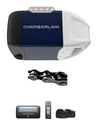 Chamberlain C2102 Garage Door Opener, Chain Drive, OS: myQ and Security+ 2.0, Black/Navy/White