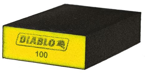 Diablo DFBLBLOFIN04G Sanding Sponge, 5 in L, 3 in W, 100 Grit, Fine, Aluminum Oxide Abrasive