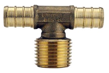 Apollo Valves APXMT12 Pipe Tee, 1/2 in, Barb x MPT x Barb, Brass, 200 psi Pressure