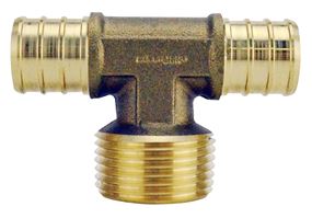 Apollo APXMT34 Pipe Tee, 3/4 in, Barb x MPT x Barb, Brass, 200 psi Pressure