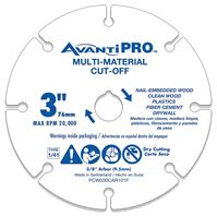 Avanti Pro PCW030CAR101F Cut-Off Wheel, 3 in Dia, 1 mm Thick, 3/8 in Arbor, Carbide Abrasive