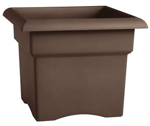 Bloem 457185-1001 Deck Box Planter, 18 in W, Round, Veranda Design, Plastic, Charcoal 