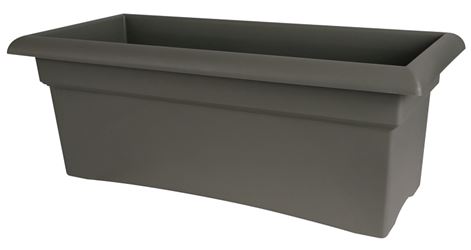 Bloem 57726 Deck Box Planter, 26 in W, 26 in D, Square, Veranda Design, Plastic/Resin, Charcoal 