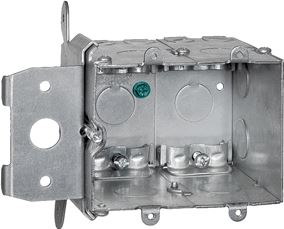 Steel City MB238ADJ Adjustable Wall Box, 1 -Outlet, 2 -Gang, 8 -Knockout, 1/2 in Knockout, Steel, Silver
