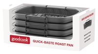 Goodcook 04116 Quick Baste Roast Pan, 25 lb Capacity, Gray, 19.7 in L, 14.8 in W, 15.95 in H, Dishwasher Safe: Yes 