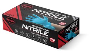 Boss B21041-L Disposable Gloves, L, Nitrile, Powder-Free, Blue, 100/CT