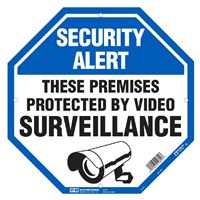 HY-KO OCT-100 Property Sign, Octagon, SECURITY ALERT THESE PREMISES PROTECTED BY VIDEO SURVEILLANCE, Plastic  5 Pack