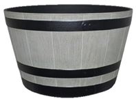 Southern Patio HDR-055488 Whiskey Barrel Planter, 22.24 in Dia, Round, Resin, Birchwood Gray