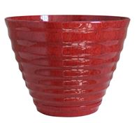 Southern Patio HDR-064763 Planter, 15.9 in Dia, Round, Beehive Design, Resin, Red