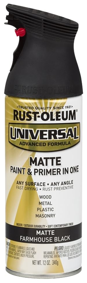 Universal 330505 Spray Paint, Flat, Farmhouse Black, 12 oz, Can