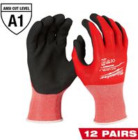 Milwaukee 48-22-8922B Breathable Insulated Winter Dipped Gloves, Mens, L, 4.09 in L, Elasticated Knit Cuff, Red
