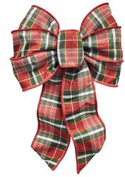 Holidaytrims 6155 Gift Bow, 8-1/2 x 14 in, Hand Tied Design, Cloth, Green/Gold/Red/White  12 Pack