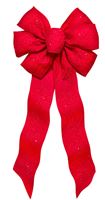 Holidaytrims 6675 Gift Bow, 8-1/2 x 14 in, Hand Tied Design, Cloth, Red/Silver  24 Pack