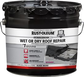RUST-OLEUM 347431 Wet Roof Repair, Black, Liquid, 3.3 gal