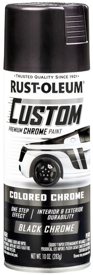Rust-Oleum 343346 Premium Custom Paint, Chrome, Black, 10 oz, Aerosol Can