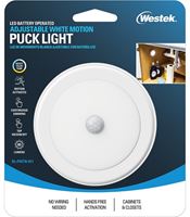 Westek BL-PMTN-W1T Motion Activated Puck Light, AA Battery, LED Lamp, 80 Lumens, 3000, 4000, 5000 K Color Temp
