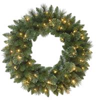 Hometown Holidays 29729 Lodgepole Wreath, PVC/Crushed Cashmere, Battery Operated, Mini Bulb, Clear Bulb  6 Pack