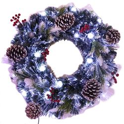 Hometown Holidays 54701 Wreath, Mixed Needle, cUL Adapter, White Bulb, Metal Frame Mounting