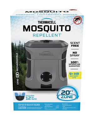 Thermacell EX90GREY Rechargeable Mosquito Repeller, 20 ft Coverage Area, Gray Housing