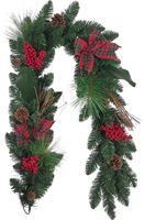 Hometown Holidays 38703 Garland, Twigs Berry Bows, 5 ft  12 Pack