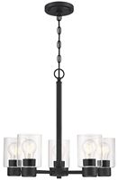 Westinghouse Sylvestre Series 6115300 Chandelier, 1-Tier, 5-Lamp, LED Lamp, Steel Fixture, Black Fixture