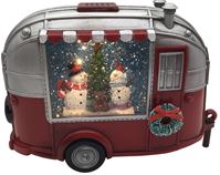 Hometown Holidays 21705 Camper Trailer Ornament, Acrylic w/Snowman Scene  4 Pack