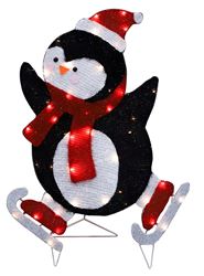 Hometown Holidays 58701 Prelit 2D Skating Penguin, 36 in H