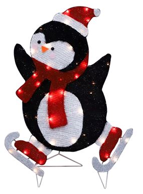 Hometown Holidays 58701 Prelit 2D Skating Penguin, 36 in H