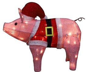 Hometown Holidays 58711 Prelit 3D Mesh Pig, LED, 16 in H