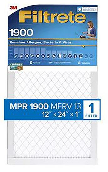 Filtrete UT20-4 Air Filter, 12 in L, 24 in W, 13 MERV, 1900 MPR  4 Pack