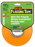 HY-KO CAR-100-HT Flagging Tape, 150 ft L, 1-1/16 in W, Orange, Plastic  3 Pack