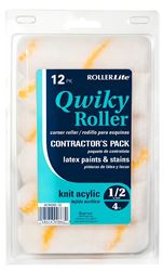 RollerLite Qwiky 4CR050Q-12 Mini Roller Cover, 1/2 in Thick Nap, 4 in L, Acrylic Cover, Gold/White 