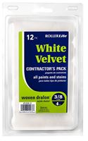 RollerLite White Velvet 4EWV038-12 Mini Roller Cover, 3/8 in Thick Nap, 4 in L, Dralon Fabric Cover, White 