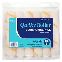 RollerLite Qwiky 6CR050Q-12 Mini Roller Cover, 1/2 in Thick Nap, 6 in L, Acrylic Cover, Gold/White, 12/PK 