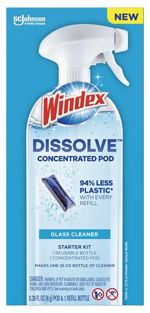 Windex Dissolve 00398 Concentrated Cleaner Starter Kit, Dissolve Pod, Solvent-Like, Blue
