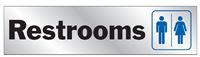 HY-KO 488 Sign, Restrooms, Silver Background, Vinyl, 2 x 8 in Dimensions  10 Pack