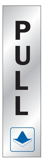 HY-KO 498 Sign, Pull, Silver Background, Vinyl, 2 x 8 in Dimensions  10 Pack
