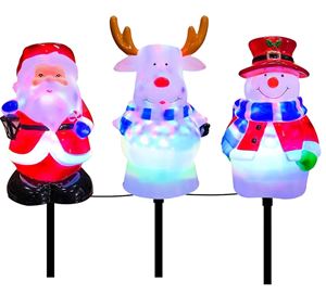 Hometown Holidays 92706 Snowman/Santa/Moose Stake Set, Pack of 10
